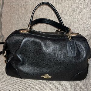 COACH Lane Satchel Shoulder Bag - Black Pebble Leather With Gold Fixtures w/coa